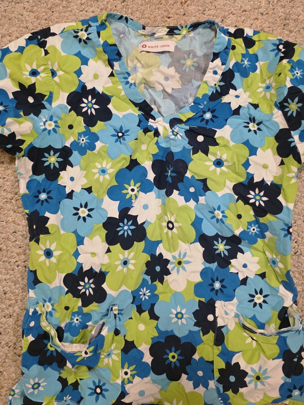 White Cross Womens Small Scrub Top
